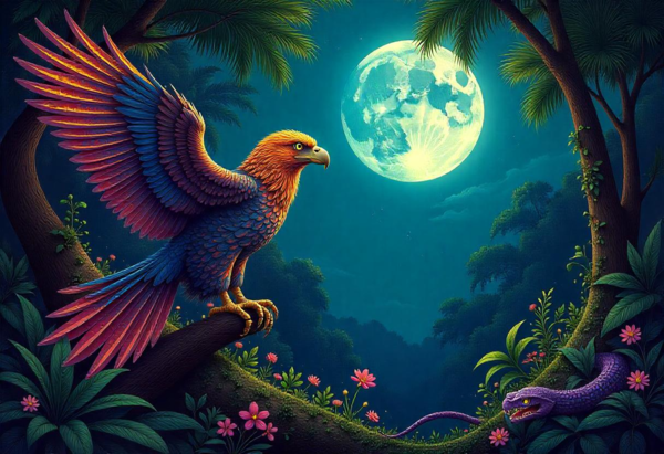 Imagem de uma águia e uma serpente